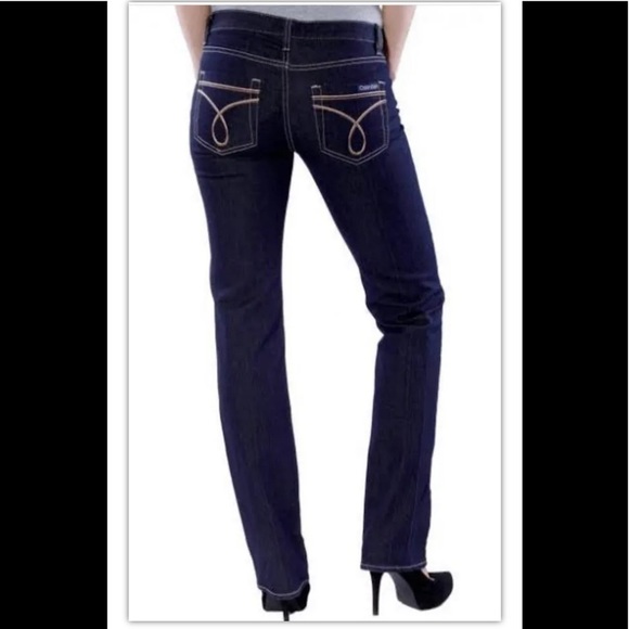 Calvin Klein Jeans Denim - Vtg Calvin Klein Dark Wash Denim Jeans Flared  Fit Women Sz 12 Logo Patch